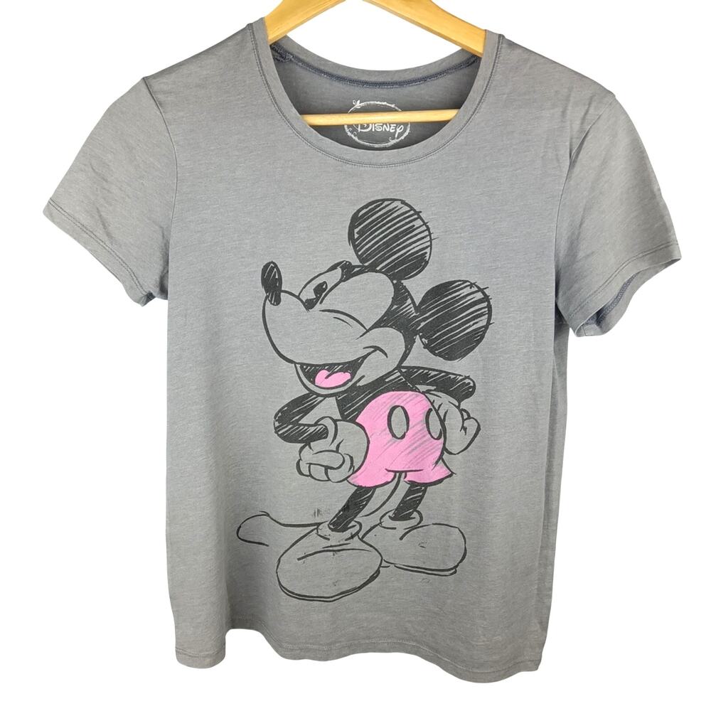 Disney Gray Tee with Pink Mickey Mouse Design